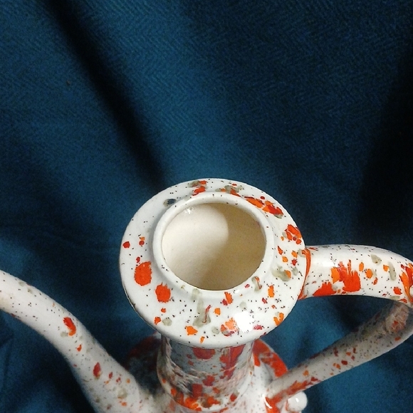Modern Speckled Red and White Ceramic Pitcher - Picture 7 of 7